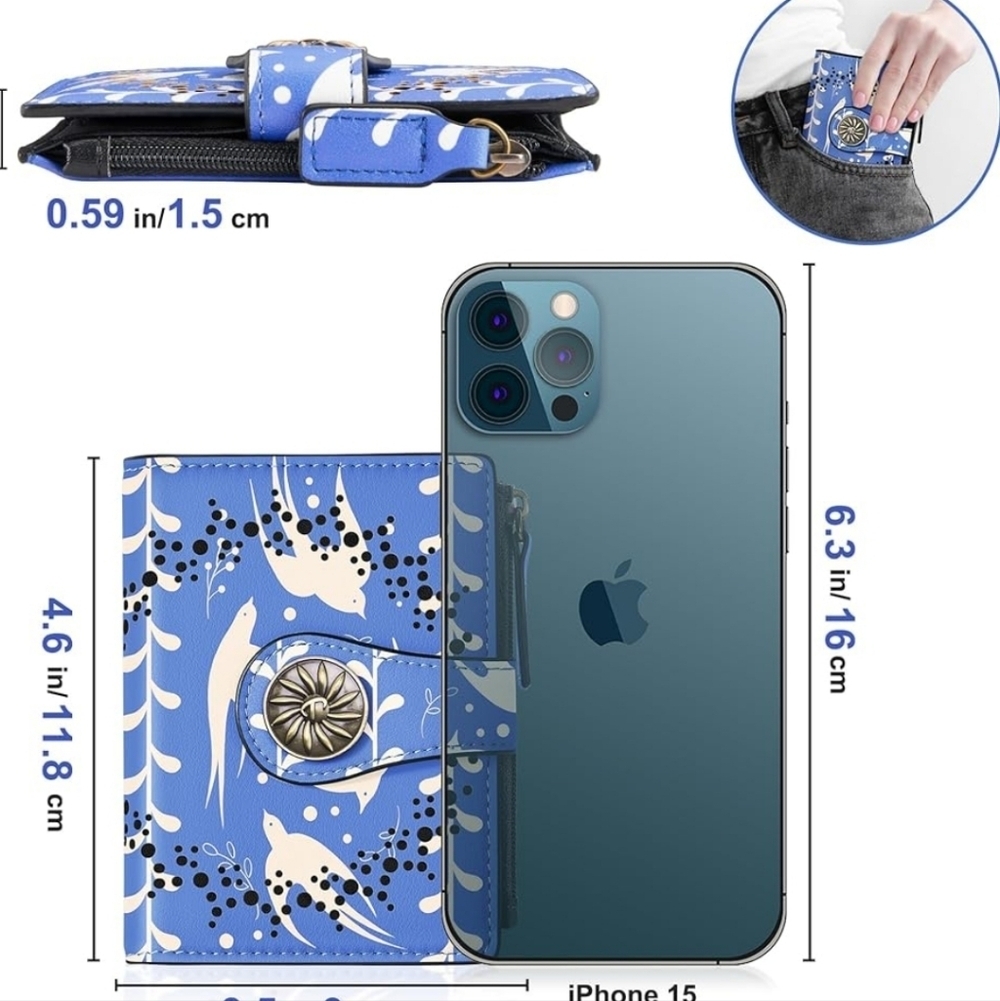 Blue Patterned Women's Wallet - Picture 6 of 7